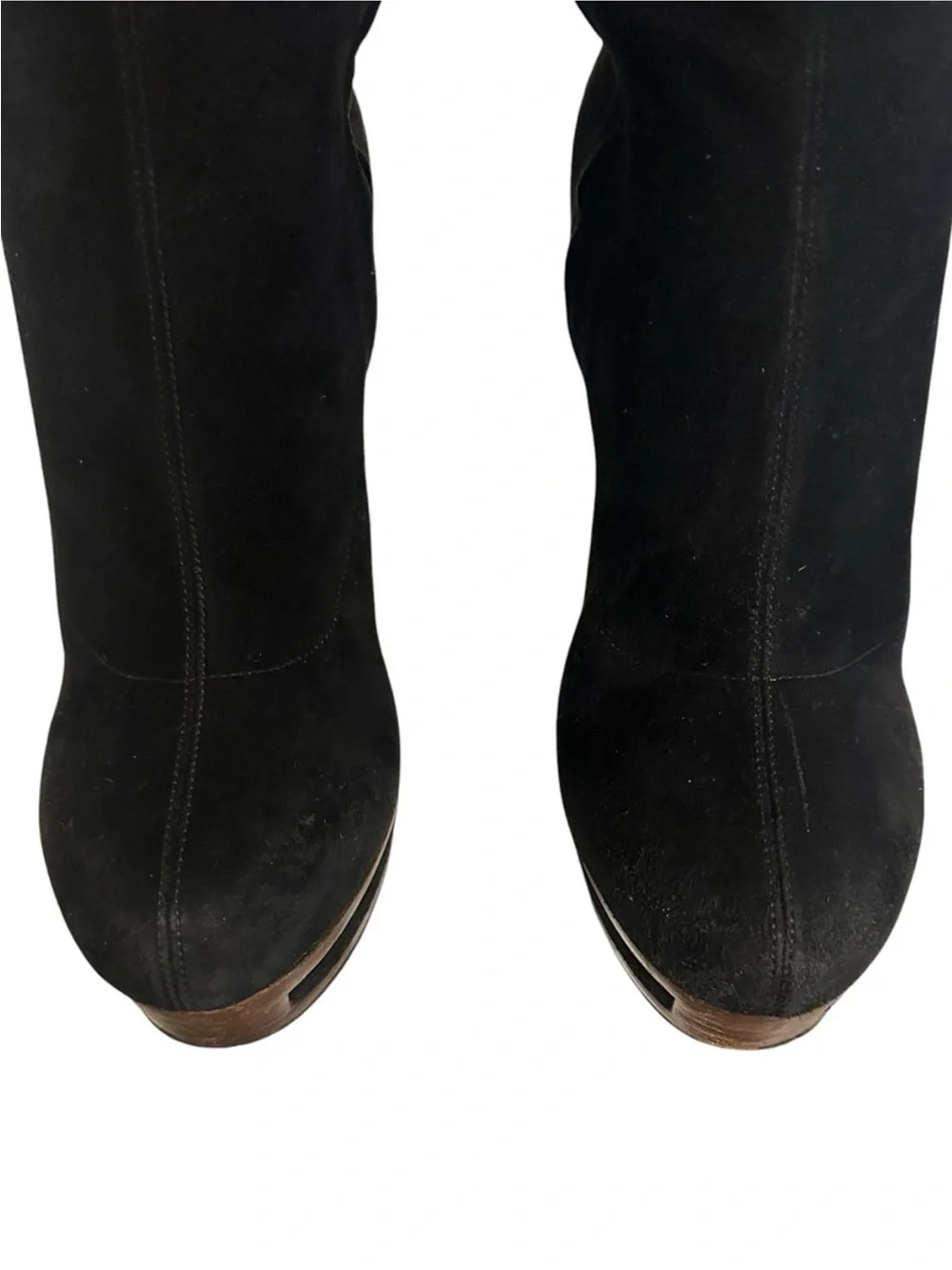GUCCI Alonya Black Suede OTK Platform Heeled Boots